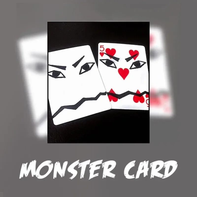 Monster Card Magic Trick – Close-Up Card Illusion Gimmick, Magician Prop Accessory with Tutorial
