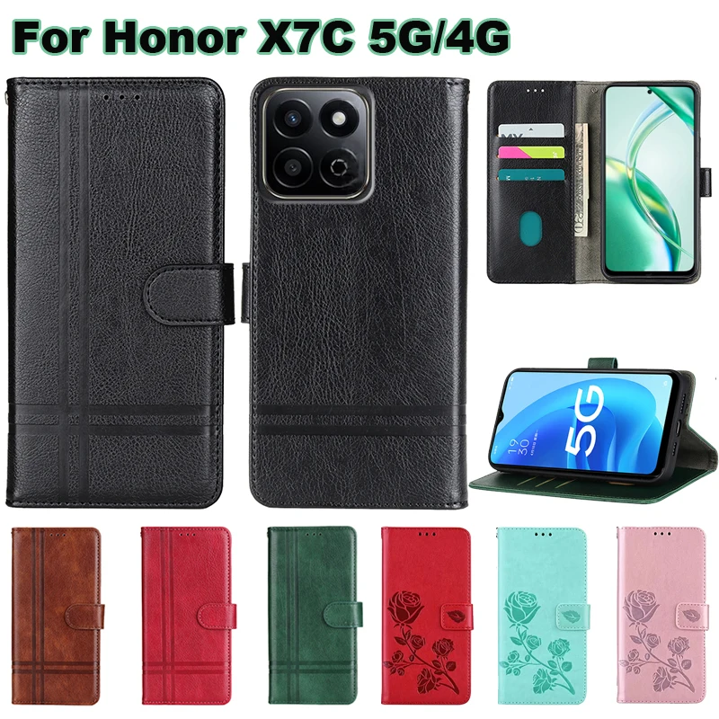 For чехол на Honor X7C 5G ALT-NX1 Case Wallet PU Leather Capas Phone Shell Flip Cover For Fundas Para Honor X7C 4G ALT-LX2 Coque