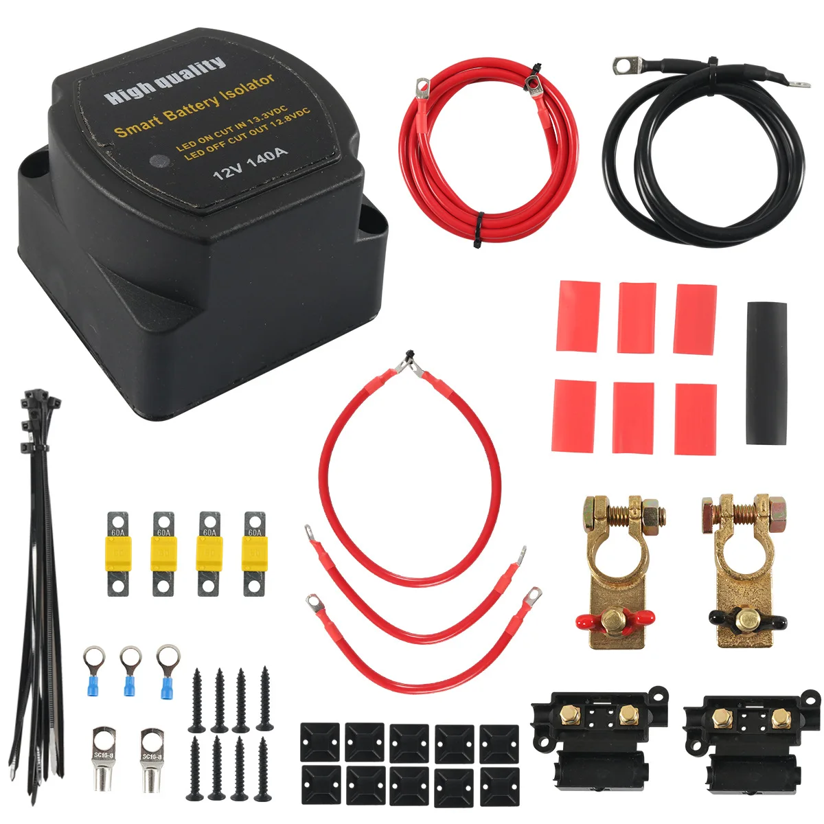 Dual Battery Intelligent Isolator Kit 65-piece 12V 140A Intelligent Dual Battery Isolator Controller