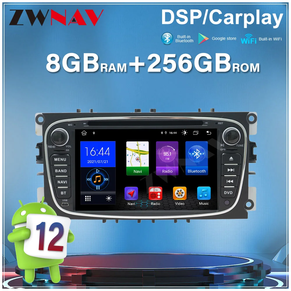 7'' For Old Model Ford Focus Android12 Car Radio Auto Touch Screen GPS Navigation Wireless Carplay Stereo Multimedia Player