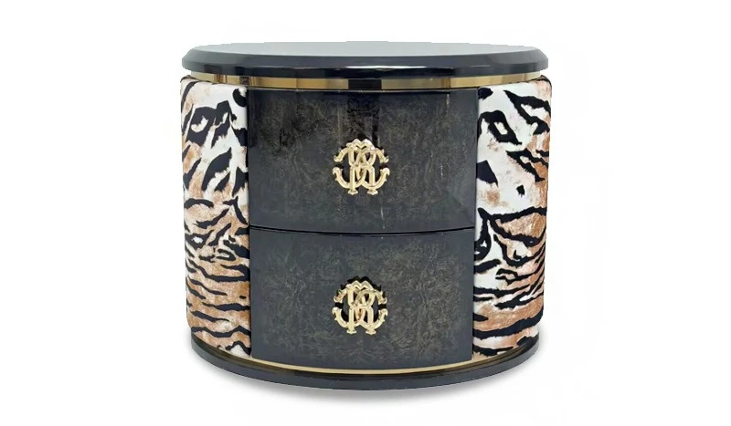 Leopard print luxury solid wood bedside table bedroom home designer high-end locker