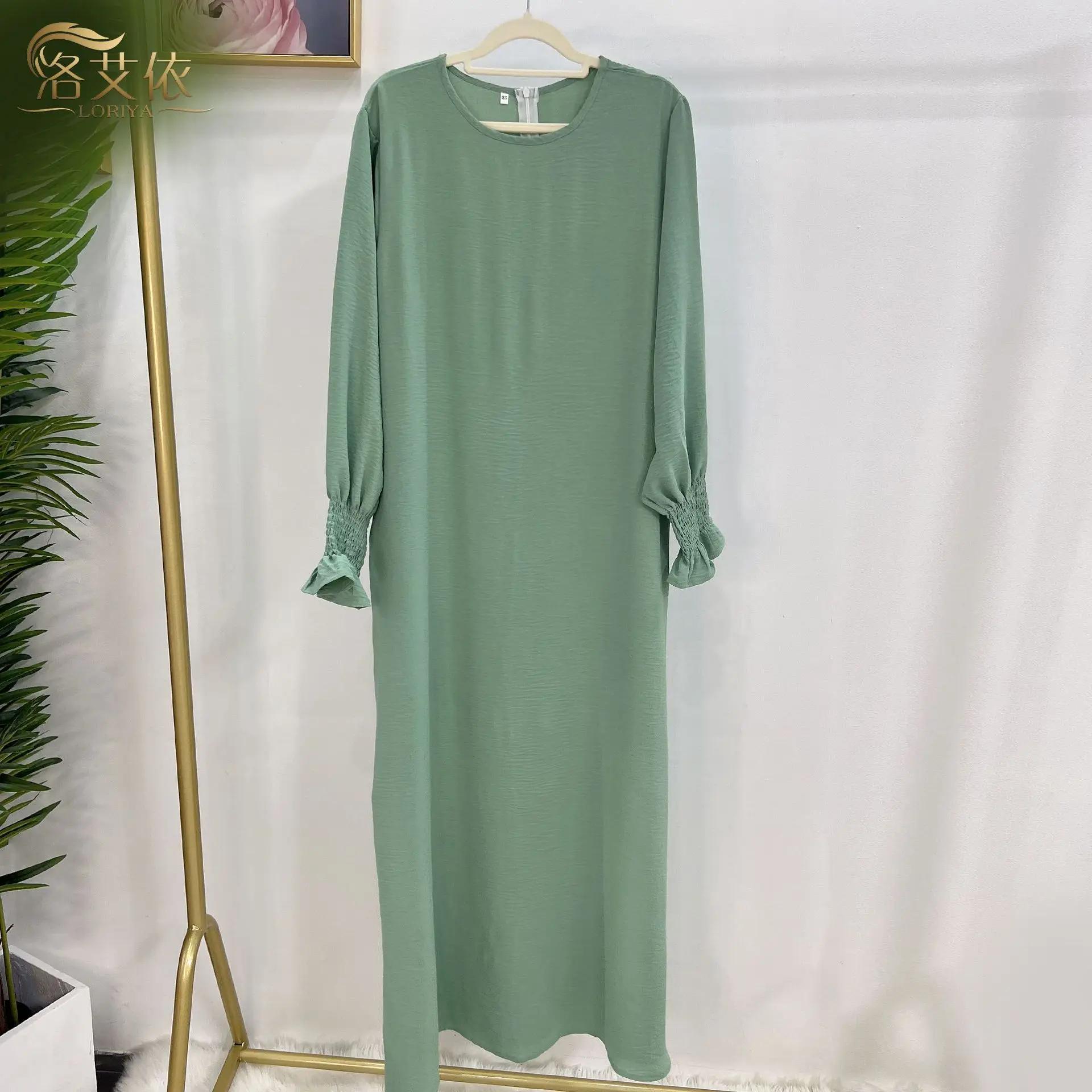 

Plus Size Dress Solid Color Casual Dress Long Sleeve Modest Dress Elegant Maxi Gown For Women Dubai Turkey Middle East