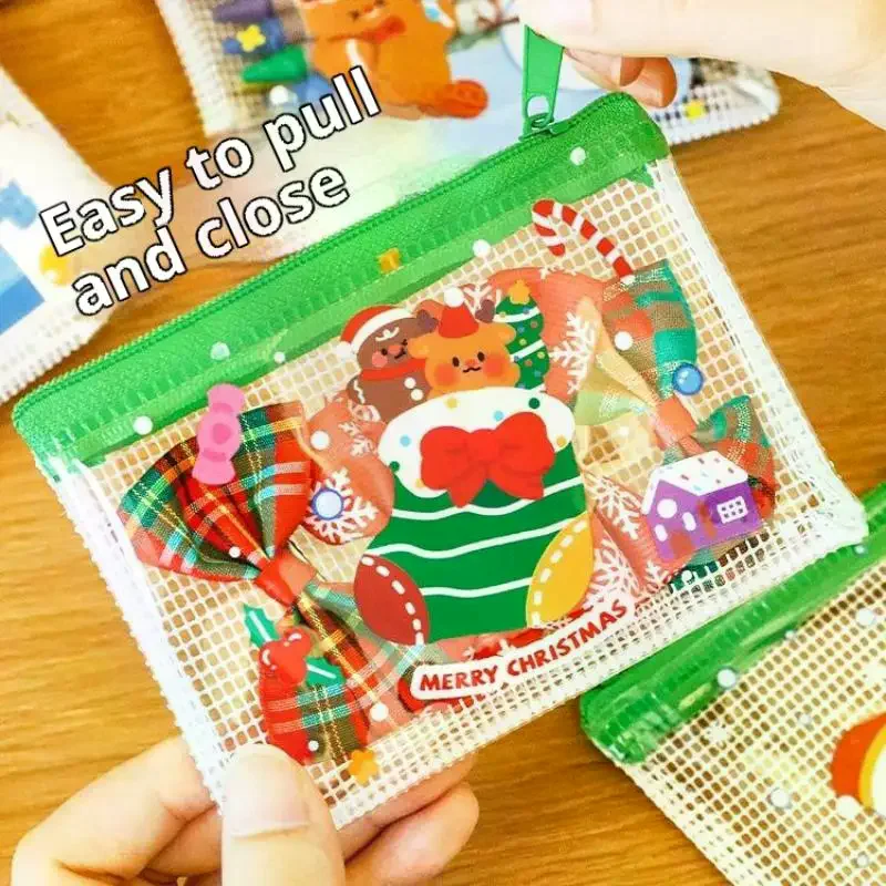 2 قطعة المحمولة مقاوم للماء حقيبة تخزين عيد الميلاد الصغيرة الكرتون البلاستيكية محفظة نسائية للعملات المعدنية الحقيبة لطيف محفظة مفتاح سماعة المنظم الهدايا #4