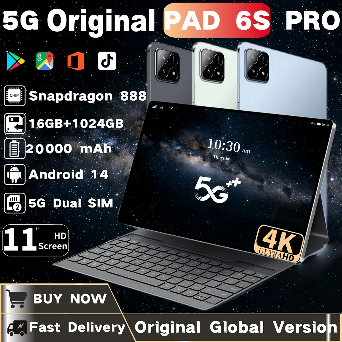 NEW Original XioamI Pad 6S Pro Tablet Android 14 Snapdragon 888 16GB+1TB Mini PC 11Inch HD Screen Dual SIM 5G WiFi GPS Tablets