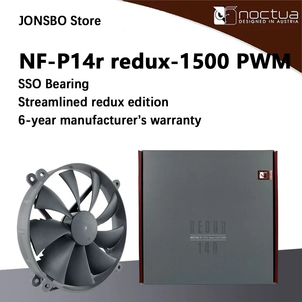

Noctua NF-P14r redux-1500 ШИМ Корпус Вентилятор Круглая рамка 140 мм Охлаждающий вентилятор радиатора процессора компьютера