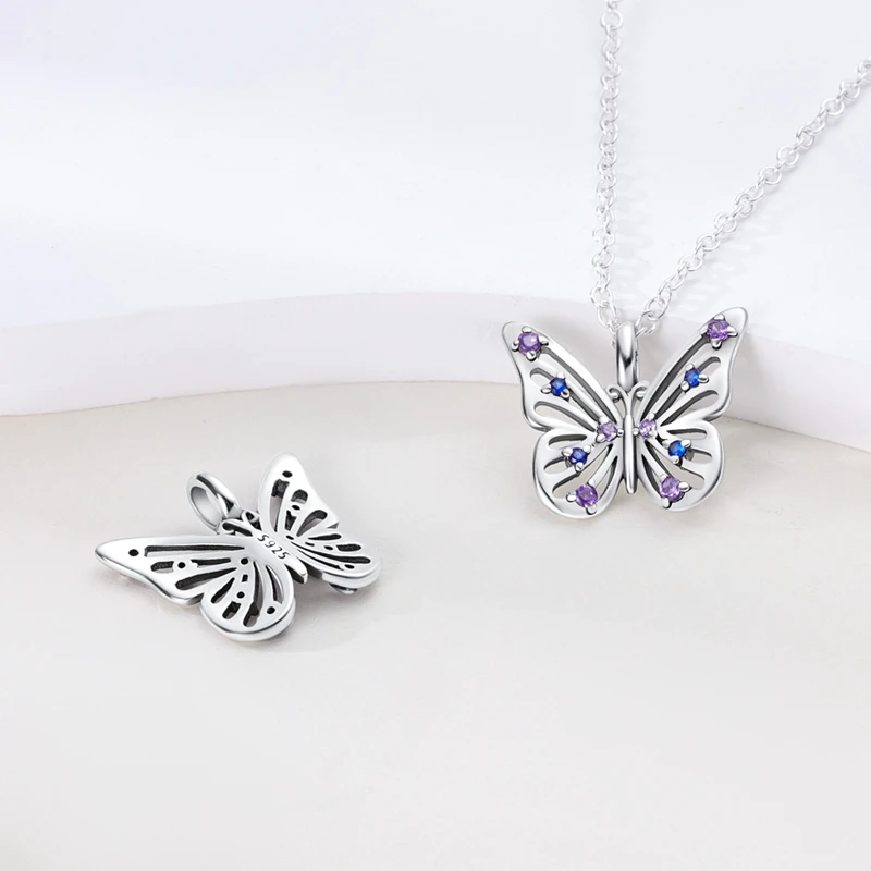 Necklace 925 Sterling Silver Butterfly Love Heart Bear Classic Simple Adjustable Necklace For Women Girl Fashion Jewelry Gifts