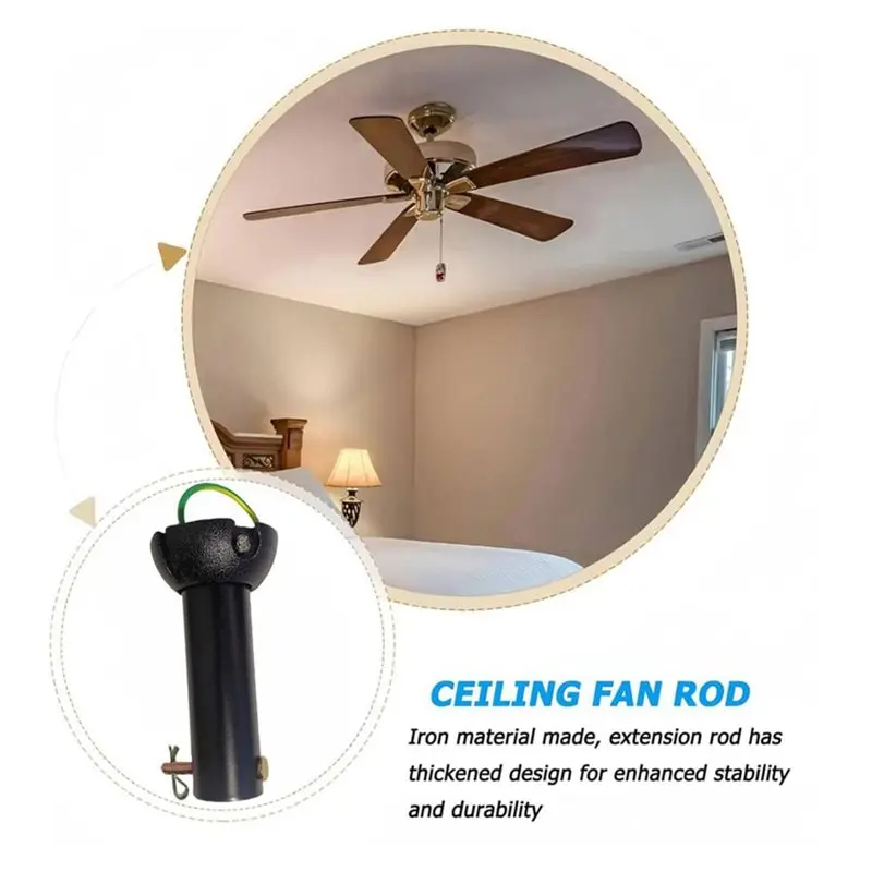 ~Top Rated Universal Threadless Extension Pole With 4 Inch Matte Black Ceiling Fan Downrod Hanger Ball, Fits 3/4