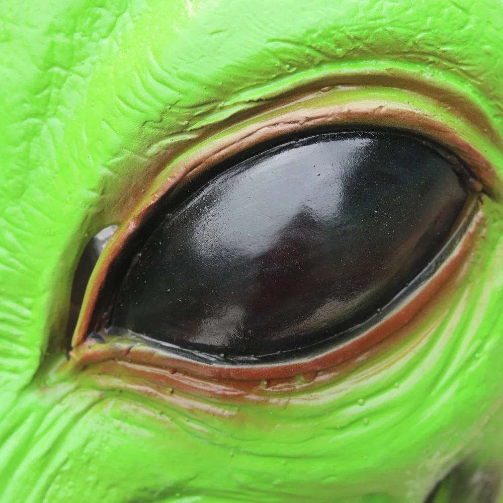 Grüne Alien-Latexmaske Realistische Großaugige UFO-Gesichtsmaske Halloween Horror Cosplay Kostüm-Requisiten für Maskenball-Partys – Detail 6