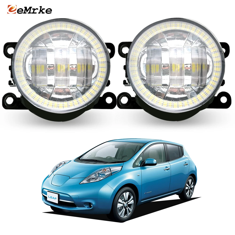 

Left and Right Upgrade LED Fog Lights PTF for Nissan Leaf 2010-2015 Car Angel Eyes Rings DRL Daytime Running Light Daylight
