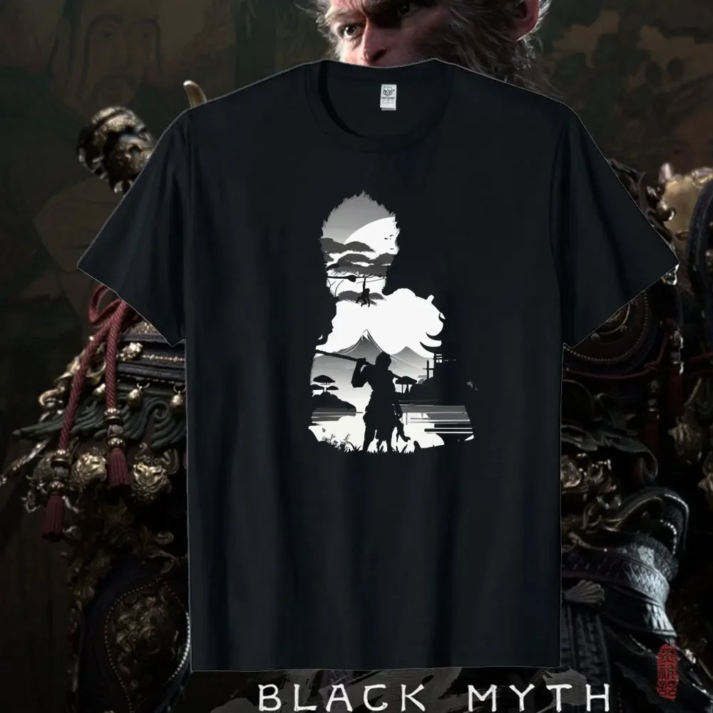 Blck Myth Wukong Man Tshirt Live Game Player 6 Eared Macaque T Shirt High Quality Cotton Unisex Summer Fashion Streetwear Tops