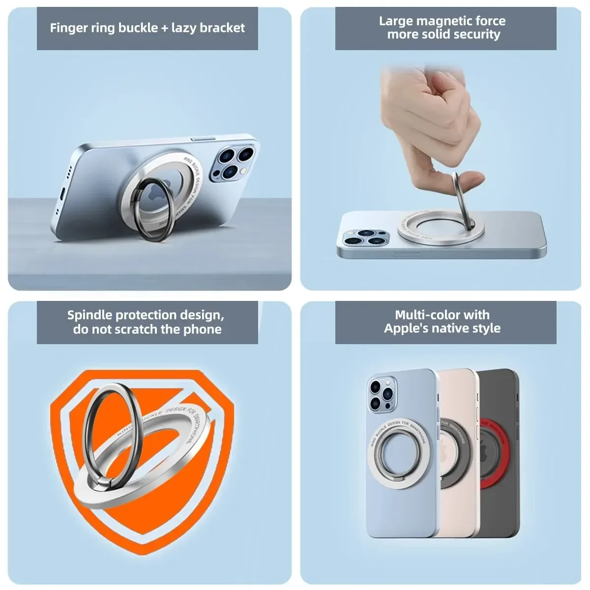 المغناطيسي ل Magsafe حامل هاتف حامل صغير المغناطيس البنصر المقبس قوس الهاتف المحمول آيفون 16 15 14 13 12Pro/Max