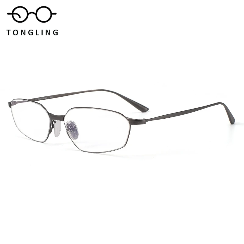 Fashionable Women Light Luxury Threaded Spectacle Ultra-Light Pure Titanium Spectacle Frame Supports Custom Prescription Lenses
