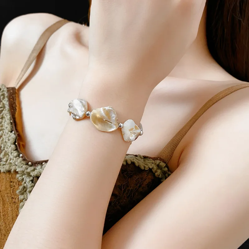 Summer Ocean Series Baroque Shell String Bracelets Women's Fashion Boho Geometric Irregular Bracelets Vintage Wristband Jewelry