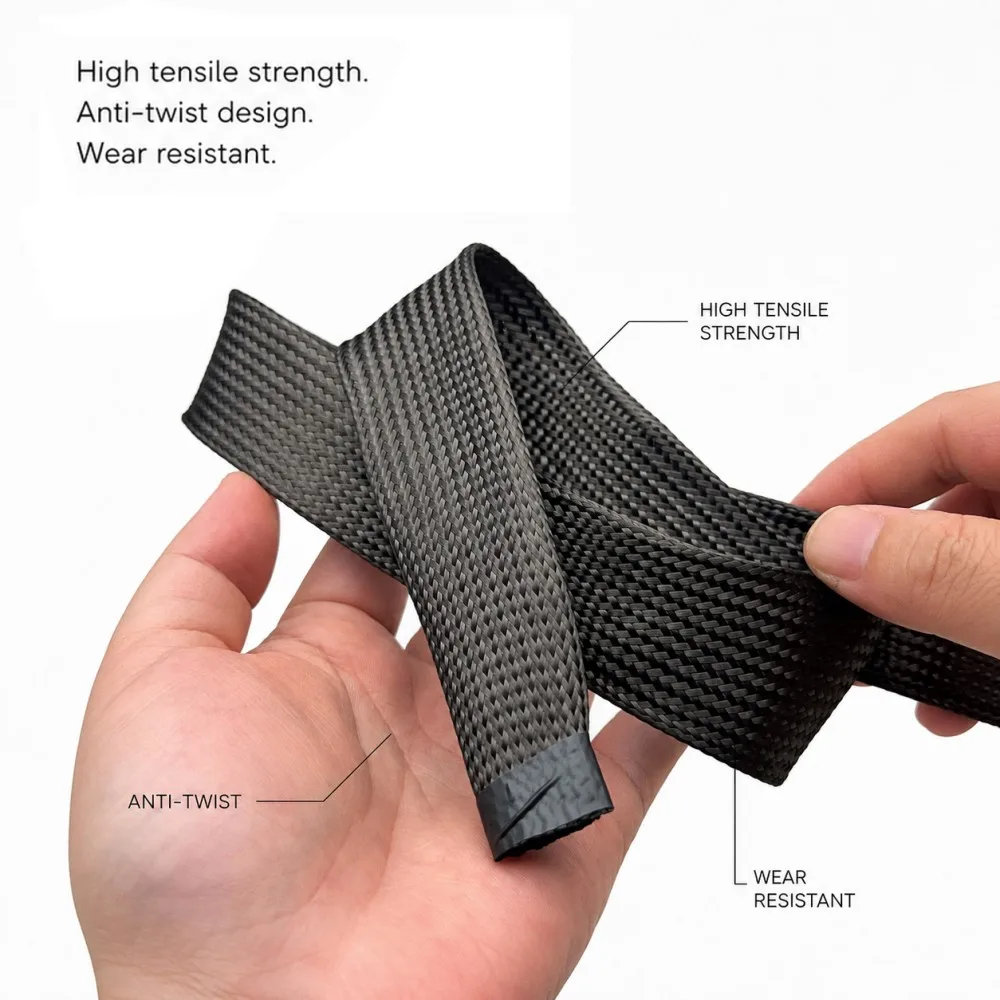Carbon Fiber Braided Cable Sleeve 4-40mm High Temp Wire Shielding Wear Resistant Telescopic Mesh Tube For Wire Harness Protectio