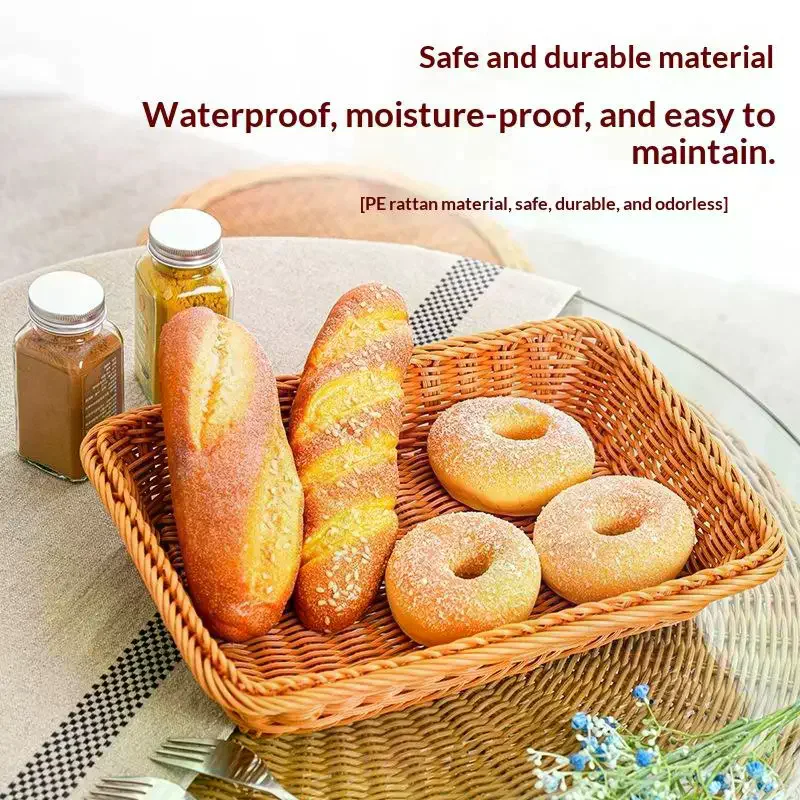 Woven Rattan Storage Basket With Sturdy Structure Large Capacity For Kitchen Pantry Bathroom Closet Organization