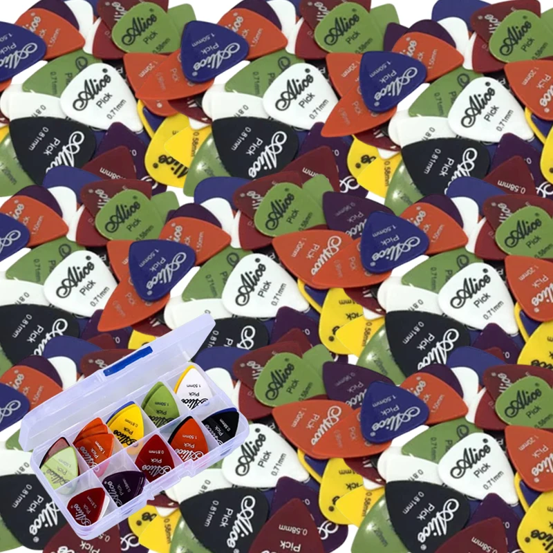 24Pcs Guitar Picks with Storage Box Celluloid Plectrums Assorted Thickness 0.58-1.5mm Acoustic Electric Guitar Bass Mediator TMZ