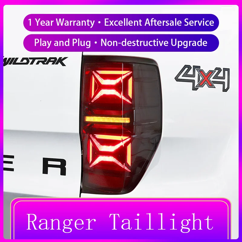 Car Lamps For Ford Ranger 2012-2018 Tail Lights LED Turn Signal Dynamic DRL Bright Taillight Reverse Refit Auto Tool Accessories