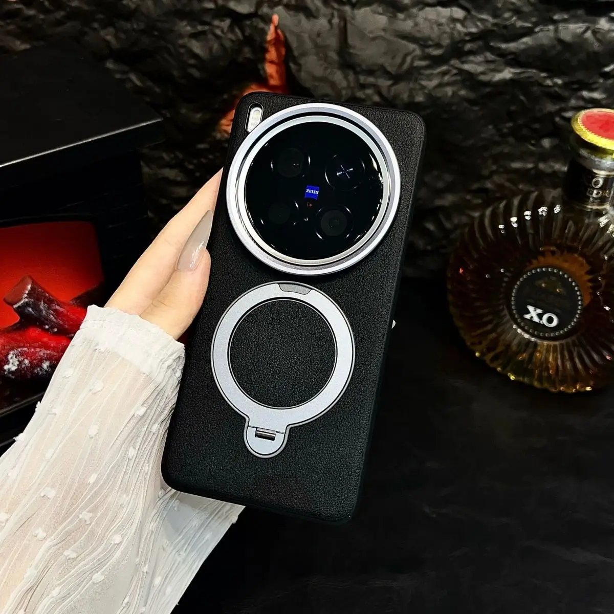 

Case For VIVO X200 Ultra x200s Luxury Invisible Stand Skin-friendly Plain Leather Cover For VIVO X200s Shockproof Bumper Funda