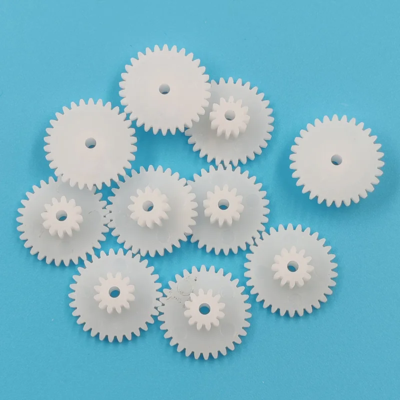 30122A 0.5M Plastic POM Gear Diameter 16mm 30 Teeth 12 Teeth Double Layer Pinion 2mm Hole DIY Toy Parts Accessories 30+12t