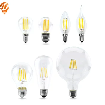 E14 E27 LED 전구 220V 유리 빈티지 LED 필라멘트 전구 2W 4W 6W 8W 레트로 백열 장식 Led 조명 램프 Ampoule