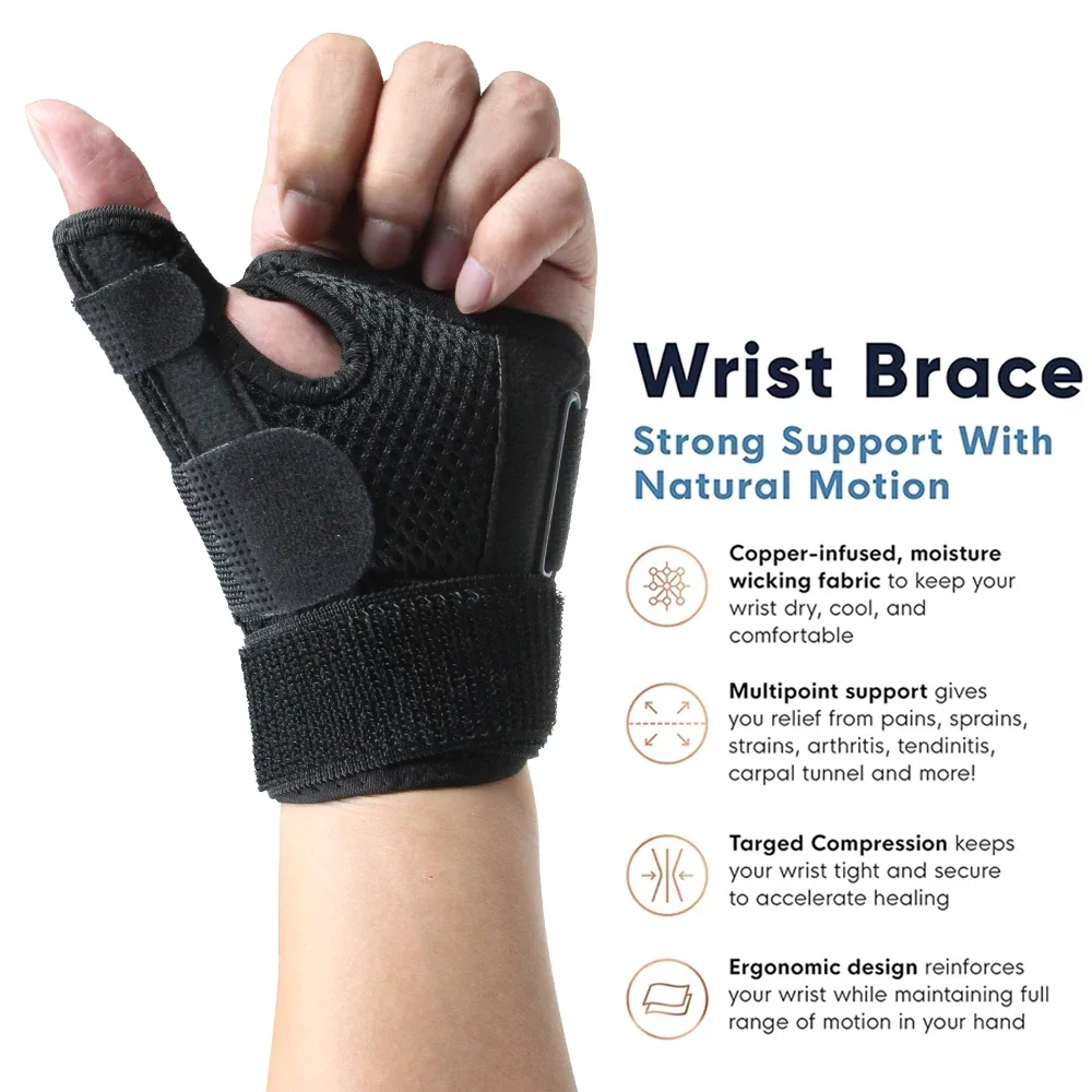 Breathable Flexible Splint Wrist Thumb Support Brace for Tendonitis Arthritis Thumb Protector Hand Guard Fit Right and Left Hand