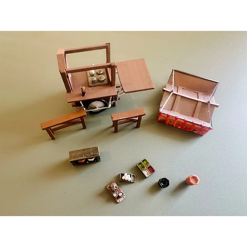 1: 64 Roadside Lamian Noodles Stall-02 Sand Table Decoration Landscape Model Furniture Shooting Prop Baby House Scene