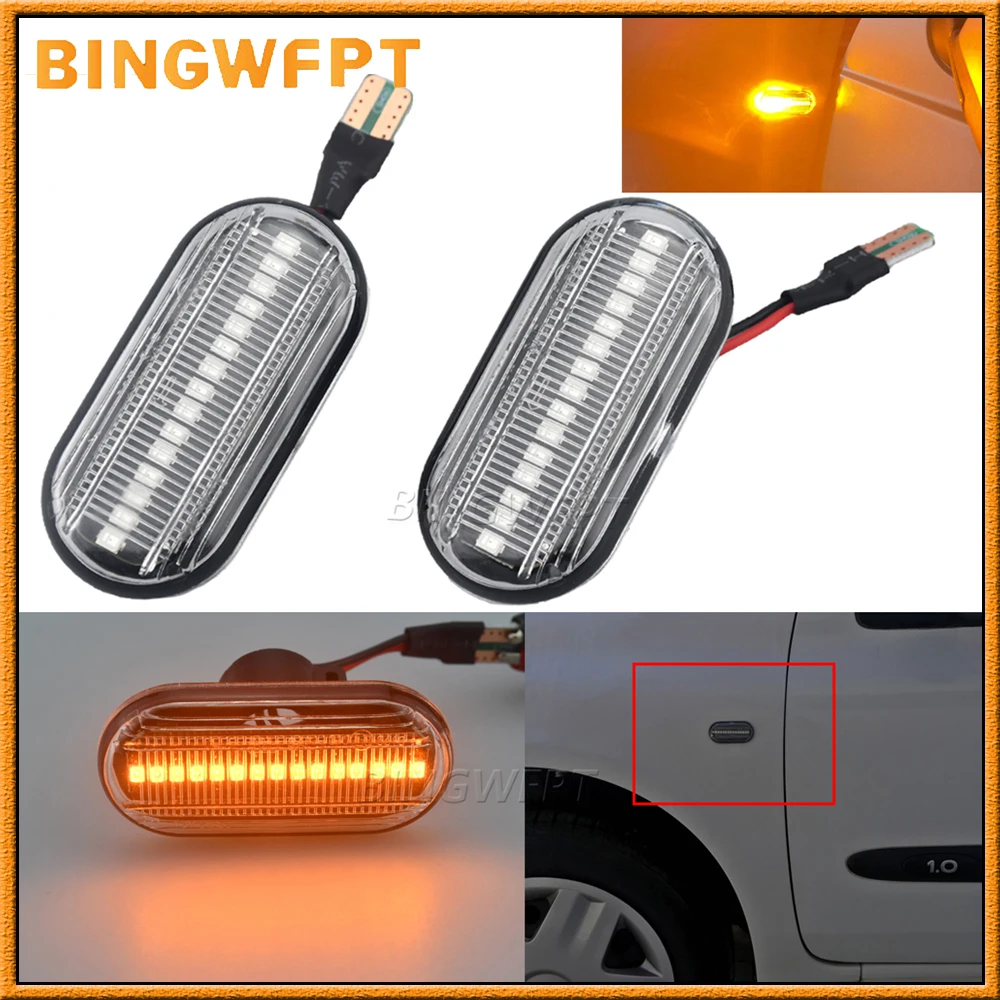 

2pcs LED Dynamic Turn Signal Side Marker Light For Renault Clio 1 2 MEGANE ESPACE TWINGO MASTER Nissan Opel Mercedes-Benz Smart