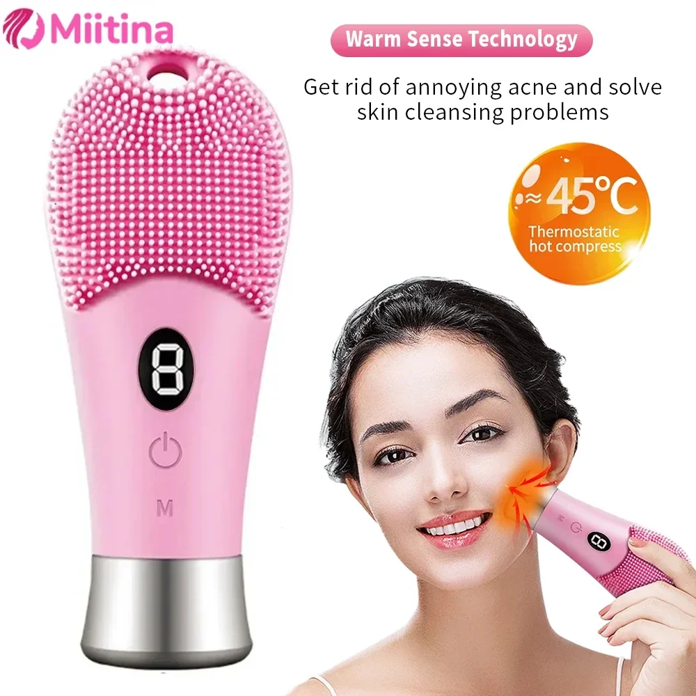 

Electric Silicone Facial Cleanser Massager 9 Gear Sonic Waterproof Rechargeable Exfoliating Electric Face Scrubber Clean Brush