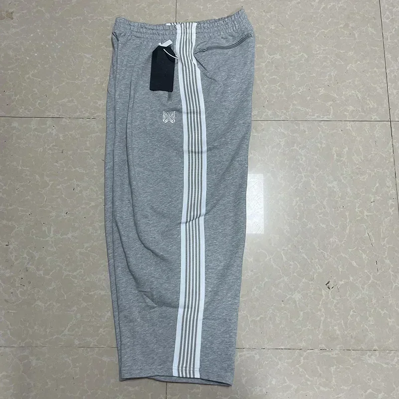 25ss borboleta bordado awge calças de perna larga das mulheres dos homens cinza puro algodão oversized listrado sweatpants