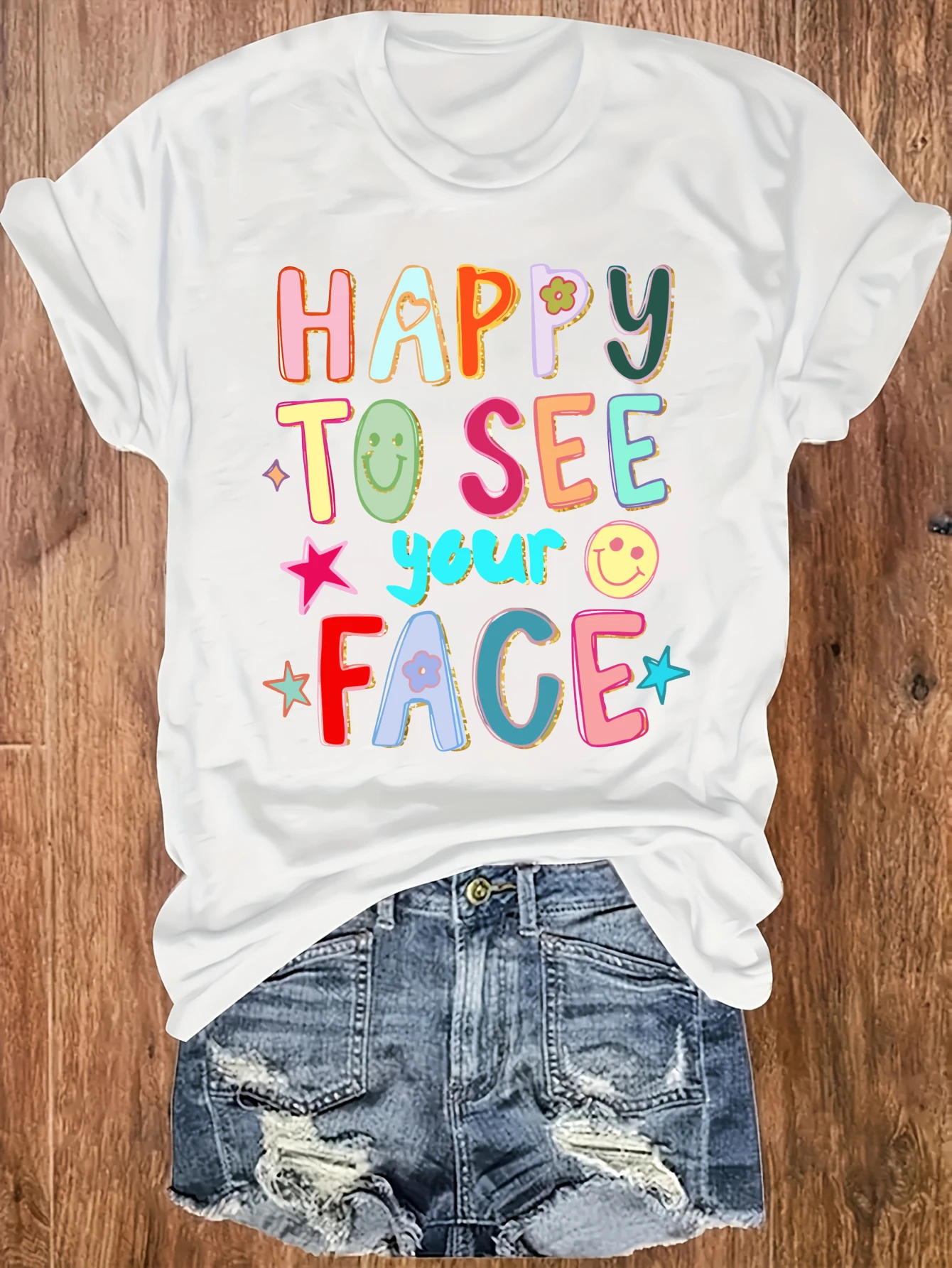 

women's plus size tank top Happy To See Your Face Suitable for sports and daily wear Summer beach vacation top sleeveless casual