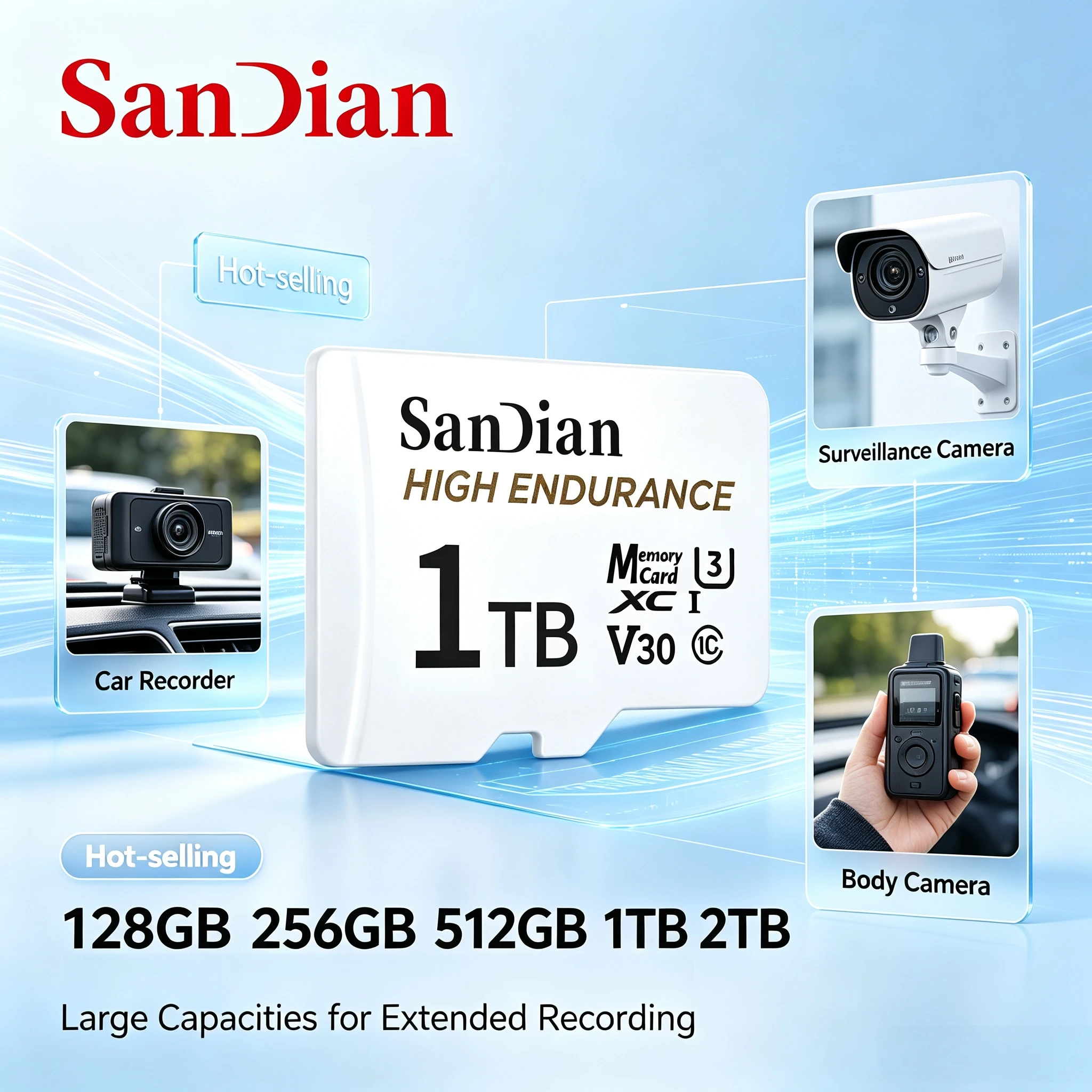 OriginalV30 C10 Original Micro TF SD Card 128GB 256GB High Endurance For Dash Cam Security Surveillance Overwrite Protection Use