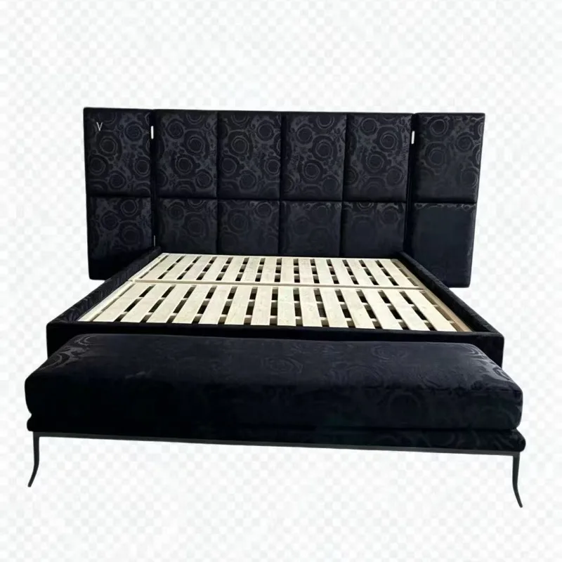 Villa printed fabric modern light luxury villa model room single double bed