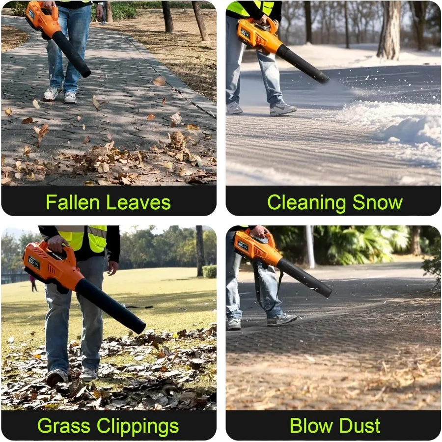 منفاخ أوراق شجر لاسلكي مع محرك قوي 40 فولت وتدفق هواء 600CFM وإعدادات سرعة متغيرة 180 ميجا في الساعة تتضمن بطارية 5.0 أمبير في الساعة و