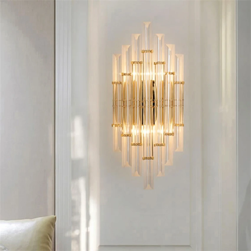 Luxury luster crystal fringed wall lamps bedroom bedside lamp Nordic designer living room villa hotel aisle wall sconces lights