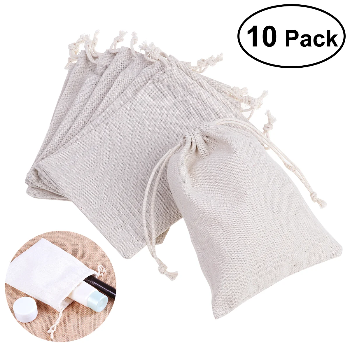 

ROSENICE 10pcs Linen Jute Drawstring Gift Bags Sacks Party Favors 125 x 165cm Drawstring Sack Bag Jewelry Bags