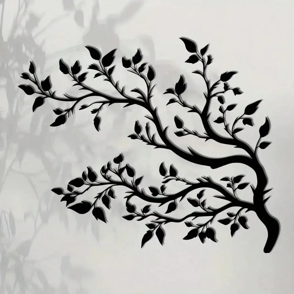 Metal Tree Wall Art Iron Hanging Sculpture Twisted Branch Design Home Garden Balcony Decor Artistic Iron Wall Ornament 15.75x12.