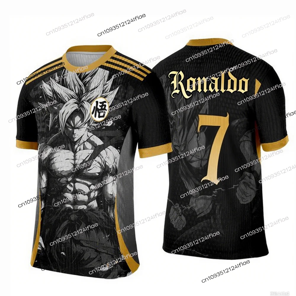 

Новое поступление 2025 года, детский топ с короткими рукавами из мультфильма Dragon Ball Z, футболка Super Saiyan Special Production Ronaldo No 7, футбольная майка