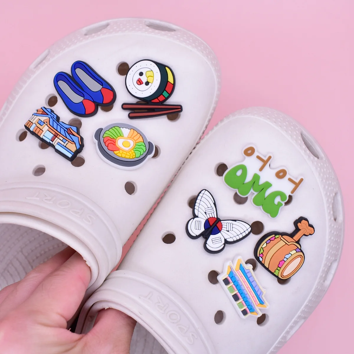 1/23Pcs Korean Traditional Style PVC Shoe Charms Soft Rubber Garden Clog Shoe Decorations, Cute DIY Ornament Accessories