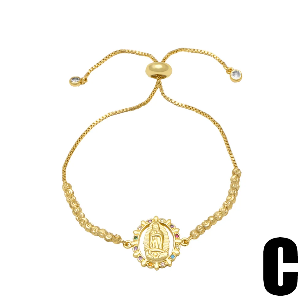 سوار مطلي بالذهب للنساء ، أساور ماري العذراء ، قلب كريستال زركونيا ، سوار غوادالوبي ، مجوهرات تميمة ، Brtf28