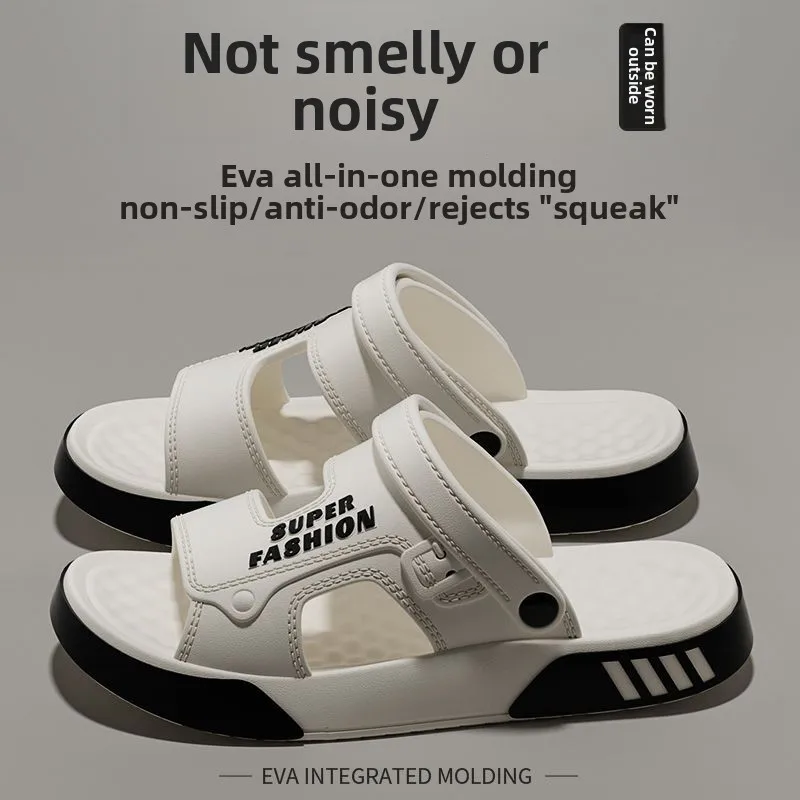 Men's Summer Shoes Boys 2026 New Fashionable Beach Shoes Breathable Slippers Sandals Dual Purpose Outdoor Black White Sandals