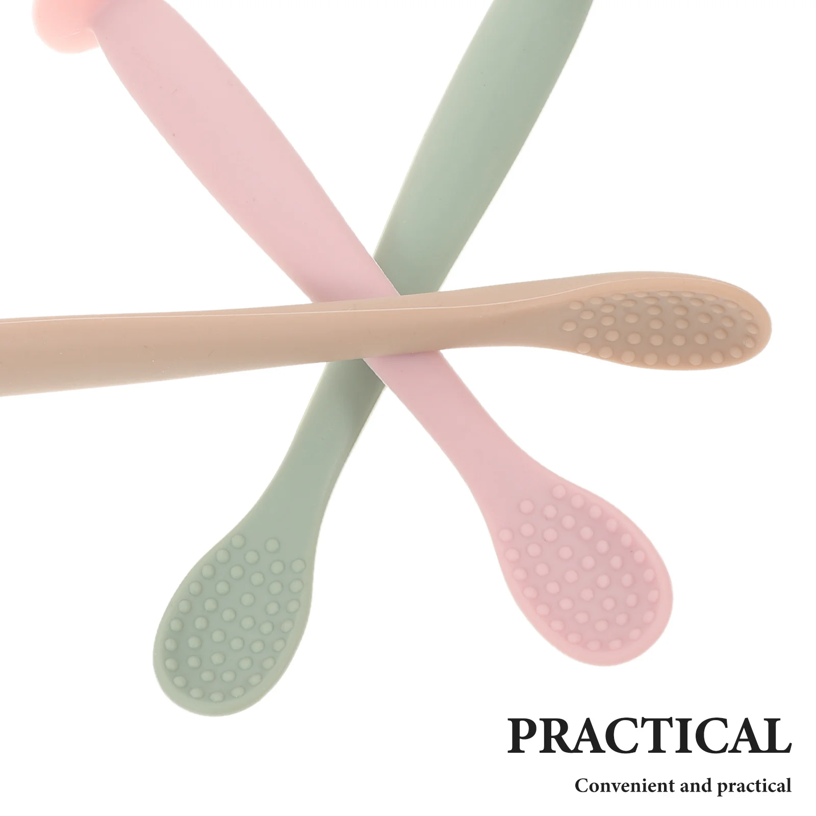 طقم ملاعق سيليكون مكون من 3 قطع، ملمس ناعم لأدوات تناول الطعام في المرحلة الأولى، ملعقة للأطفال الصغار، حرارة عالية #5