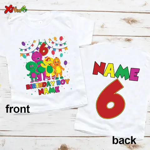 Barney födelsedagspojke T-shirt Festkläder för barn Anpassade namn T-shirts Babyflickakläder 1:a, 2:a, 3:e kläder Söta T-shirtkläder 10 best sales tröja för babyflicka - №10