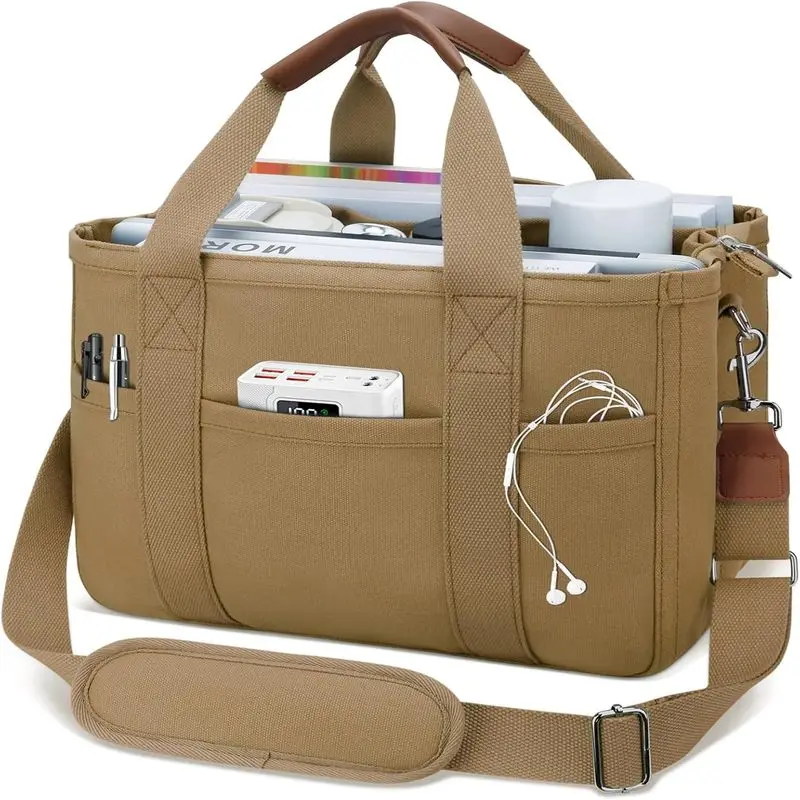 

KKXIU Холщовая большая сумка для женщин с застежкой-молнией и отделениями через плечо, большая сумка-мессенджер для Библии с карманами