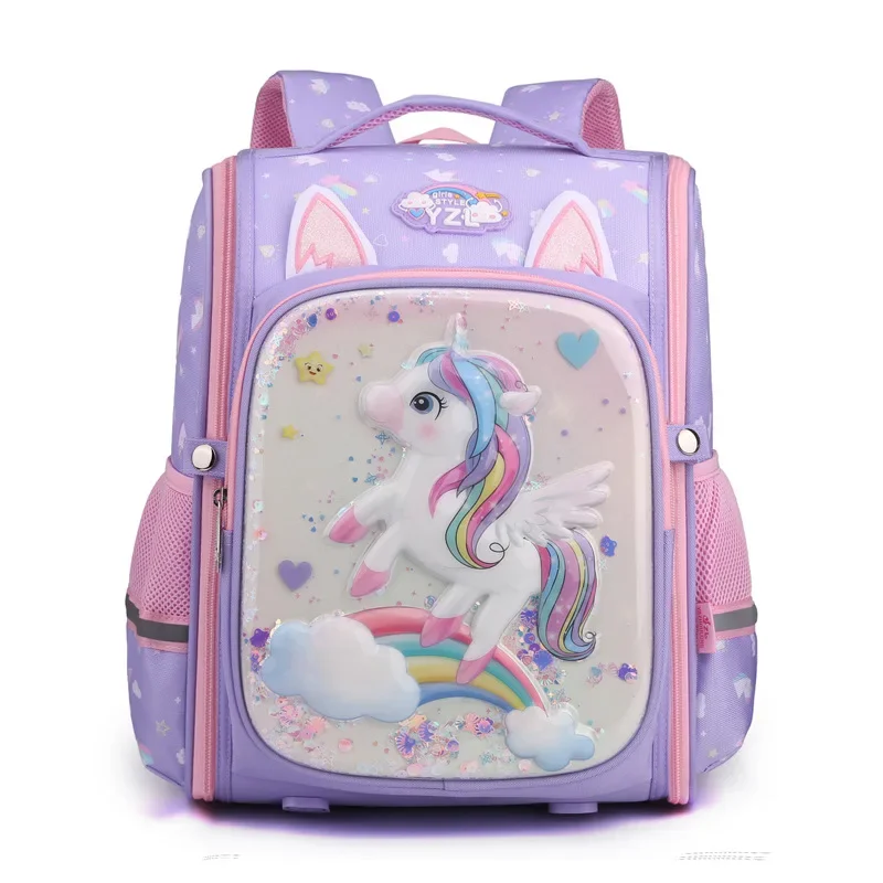 Large Capacity Orthoped Unicorn Backpacks For Girls 3D Cartoon School Kawaii Backpacks Boys Primary 1-6 Grade Student Backpacks