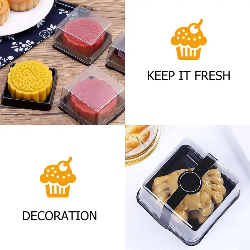 100 Chiếc Bánh Làm Bánh Muffin Hộp Đựng Trong Suốt Dùng Một Lần Bánh Ngọt Ổ Bánh Hộp Bánh Quy Nhỏ Macaron Dome Mini Rằn Ri Nâu Đất Cupcake