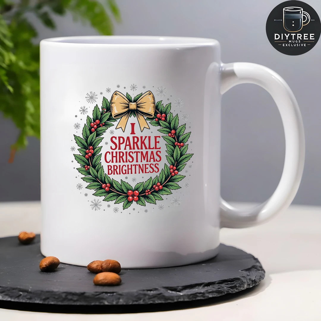 11オンス マグカップ + シャイニー クリスマス リボンリーフ カップ + キッズカップ + ファミリーオフィス コーヒーカップ + ホリデーギフトセット