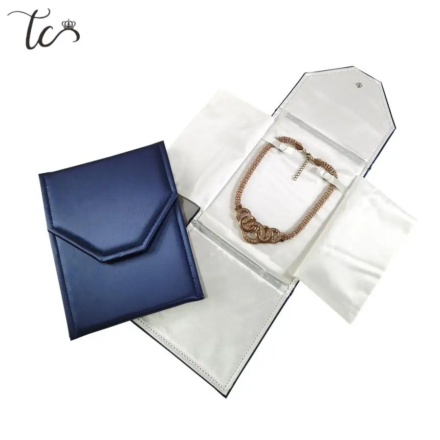 Velvet Pu Leather Button Jewelry Display Roll Bag Necklace Pendant Storage Bag Portable Travel Storage Bag