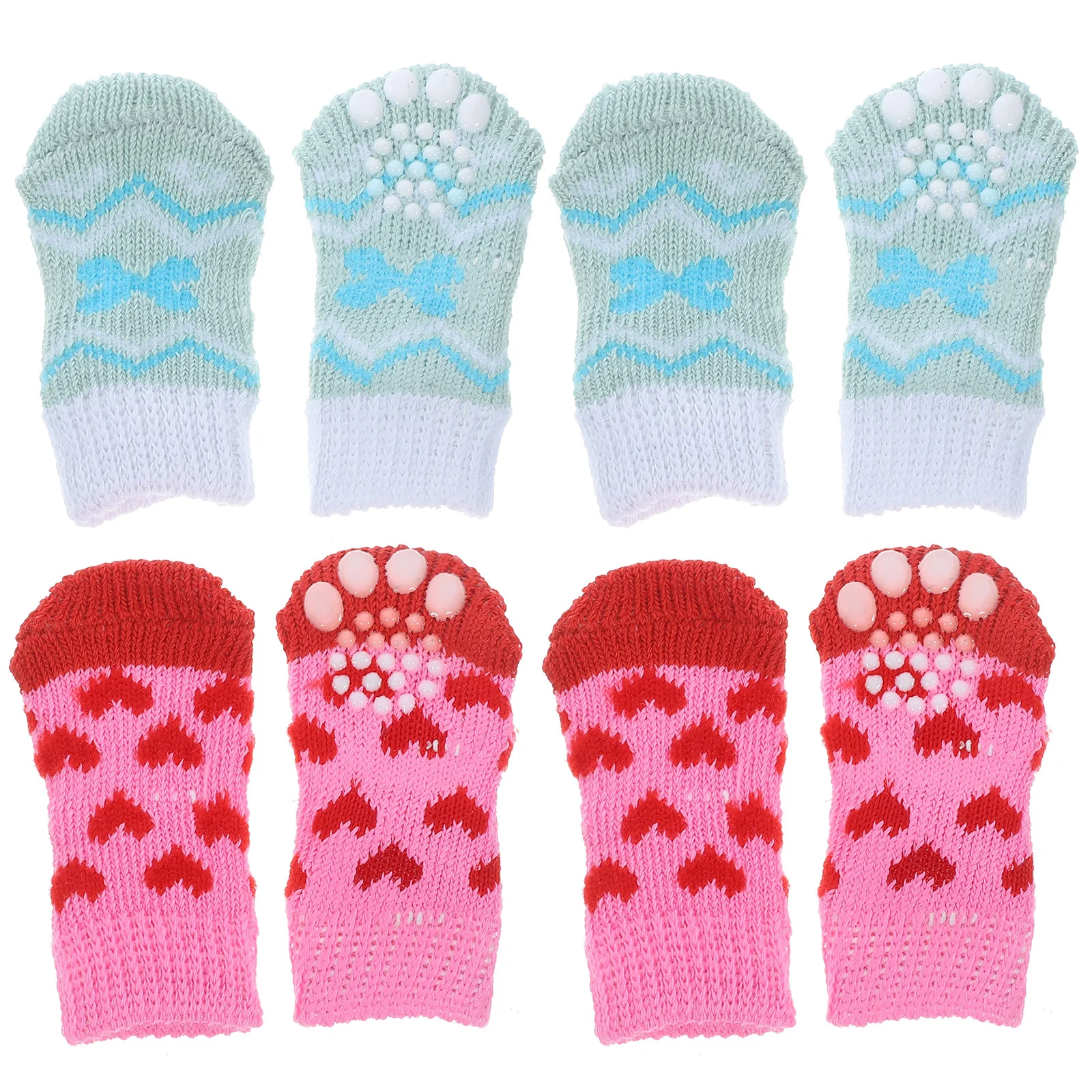 

4Pairs Anti Slip Dog Socks Winter Warm Cotton Breathable Pet Paw Protectors Washable Reusable Small Dog