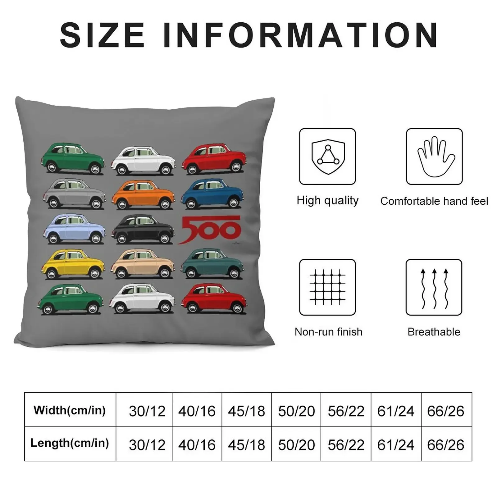 Fiat 500 side view Throw Pillow Sitting Cushion Cusions Cover Christmas Pillow Covers Decorative pillow case