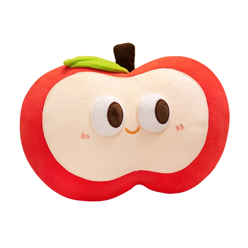 Kawaii Big Eyes Fruit Plush Toy Red Apple Cherry Star Decorative Throw Pillow Fluffy Stuffed Doll Bedroom Ornament Sweet Gift